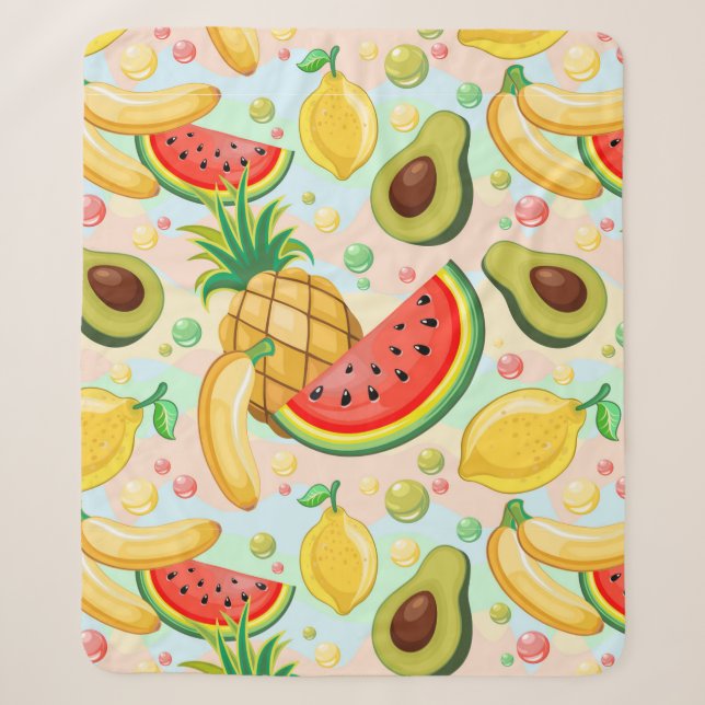 Couverture Sherpa Fruits d'été frais Motif (Devant)