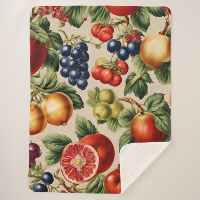 Couverture Sherpa Fruits et Fleurs du Luxe Jardin Italien (Devant)