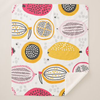 Couverture Sherpa Fruits exotiques tirés à la main : été Vintage