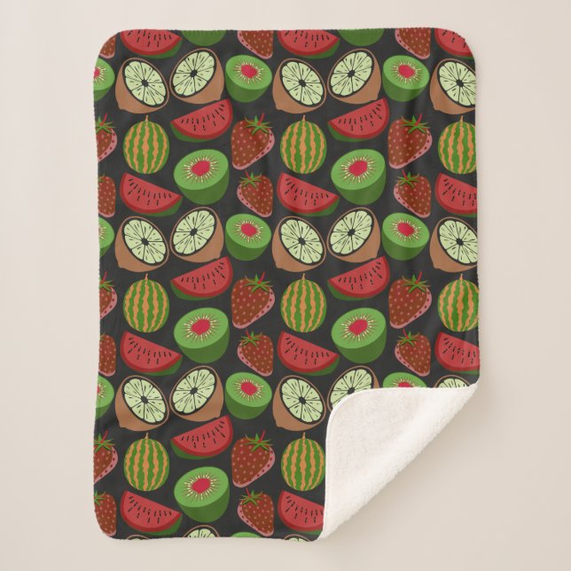 Couverture Sherpa Fruits tropicaux sans soudure motif coloré (Devant)