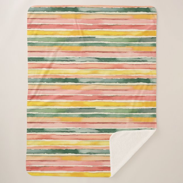 Couverture Sherpa Fruity Berry Green Orange Pink Stripes (Devant)