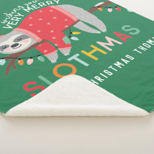 Couverture Sherpa Fun vacances coloré moderne sloth Noël