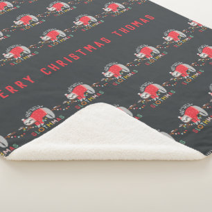 Couverture Sherpa Fun vacances coloré moderne sloth Noël