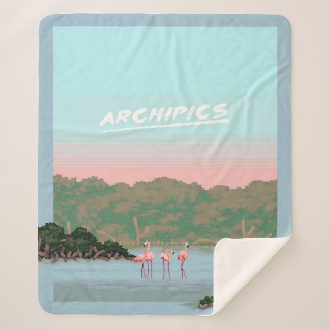 Couverture Sherpa Funny Four Famingo Lovers | Flamant rose Cadeaux L (Devant)