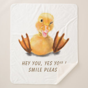 Couverture Sherpa Funny Jaune Canard Jouer Wink Smile - Texte Person