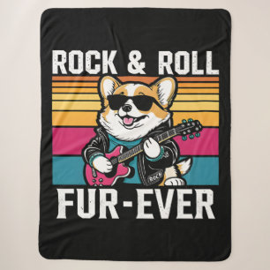 Couverture Sherpa Fur-Ever Rock & Roll With A Rockin Corgi