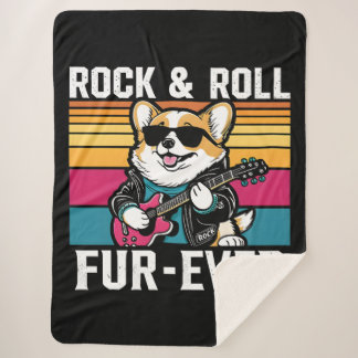 Couverture Sherpa Fur-Ever Rock & Roll With A Rockin Corgi
