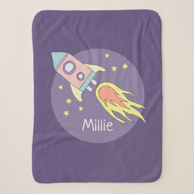 Couverture Sherpa Galaxie et nom du vaisseau spatial Girl's Pink Roc (Devant)