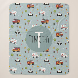Couverture Sherpa Garçons Cute Blue Transport Motif Enfants
