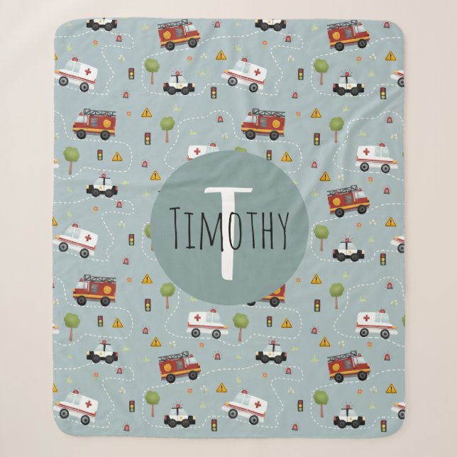 Couverture Sherpa Garçons Cute Blue Transport Motif Enfants (Devant)