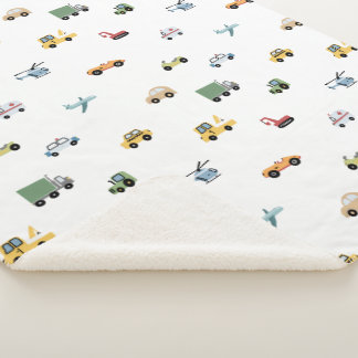 Couverture Sherpa Garçons transport mignonne Motif automobile Monogr