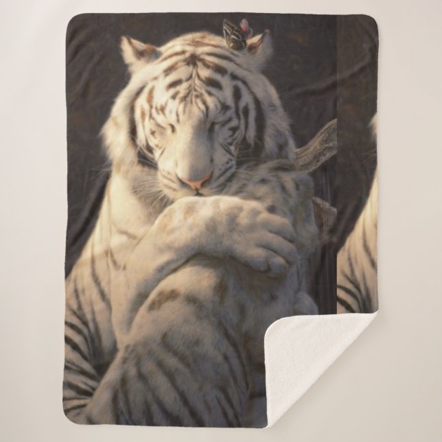 Couverture Sherpa Gentle White Tiger Sherpa Blanket – Comfort & Calm (Devant)