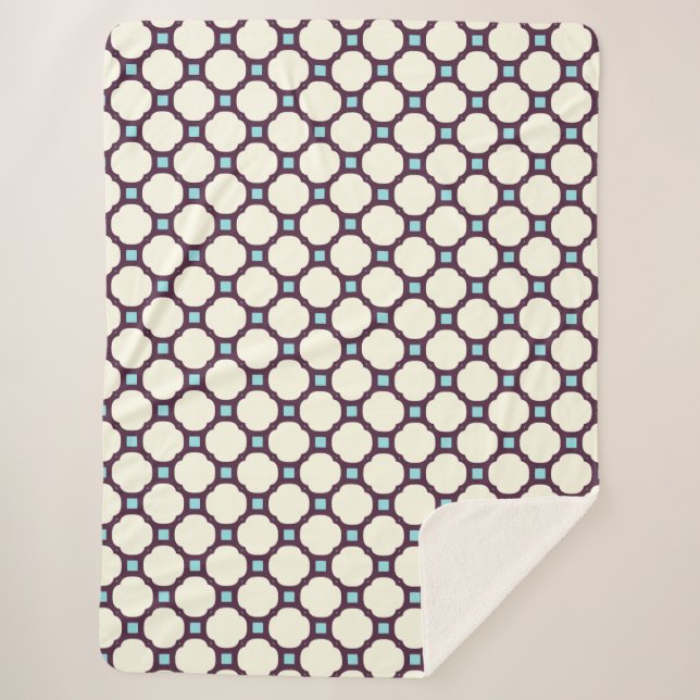 Couverture Sherpa Géométrique 007 neutre et bleu (Devant)