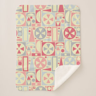 Couverture Sherpa Géométrique rétro 1950 Midsiècle moderne rose