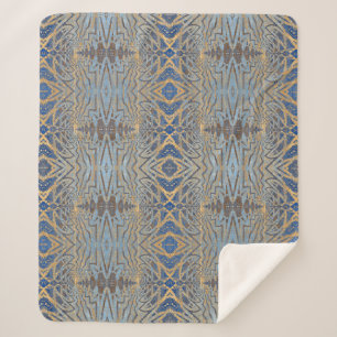 Couverture Sherpa Géométrique Russe Boho Brown Et Bleu Tribal Ethniq
