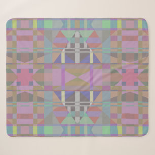Couverture Sherpa Géométrique vert violet rose