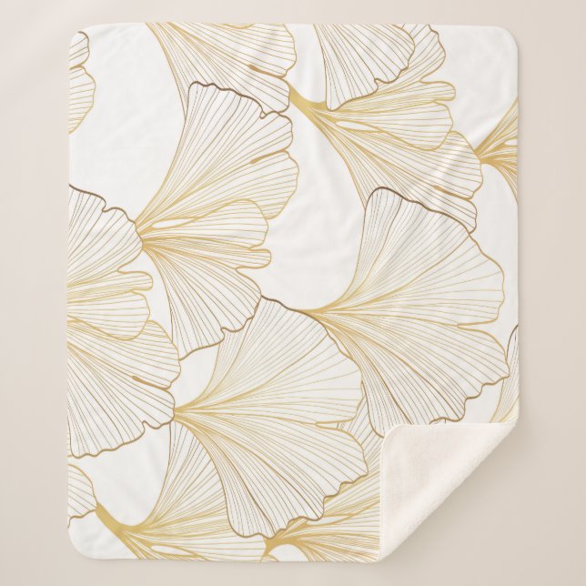 Couverture Sherpa Ginkgo Gold : Arrangement de feuille luxueux (Devant)