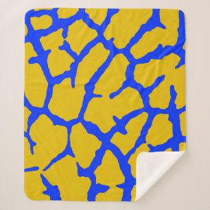 Couverture Sherpa Giraffe Imprimer bleu jaune