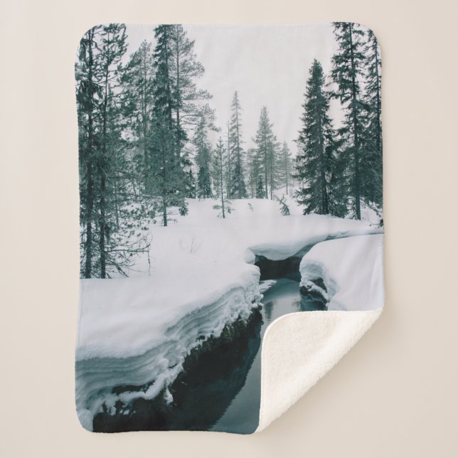 Couverture Sherpa Glace et neige | Flux dans un paysage hivernal enn (Devant)