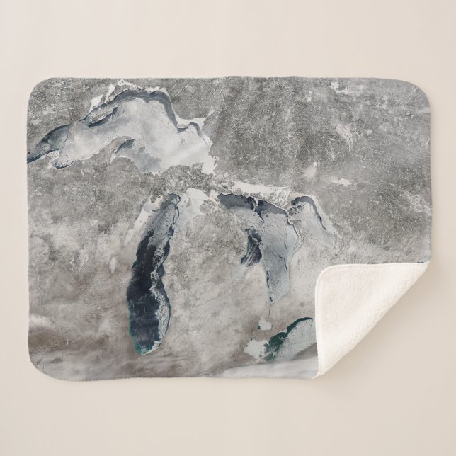 Couverture Sherpa Glace Sur Les Grands Lacs, États-Unis. (Devant (Horizontal))