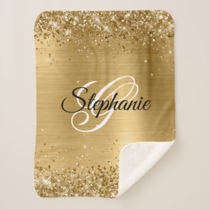 Couverture Sherpa Glitterie or huile Fancy Monogramme