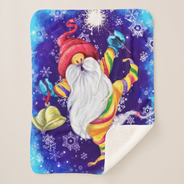 Couverture Sherpa Gnome de Noël avec cloches Baby Sherpa Blanket (Devant)