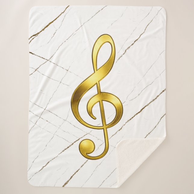 Couverture Sherpa Gold Treble Clef Marble Home Decor (Devant)