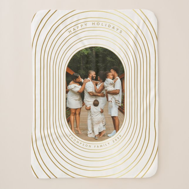 Couverture Sherpa Gold White Photo Famille (Devant)