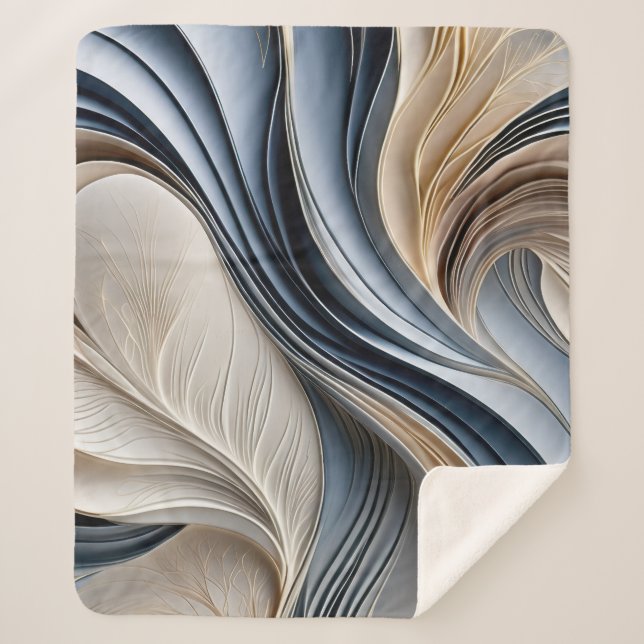 Couverture Sherpa Golden Air - Bleu Clair et Or Fluide Abstrait (Devant)