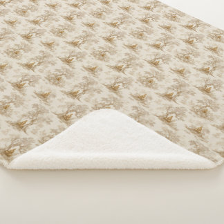 Couverture Sherpa Golden Buddha Toile de Jouy Classic Pattern