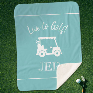 Couverture Sherpa Golf Panier Monogramme Initiales Blue Green