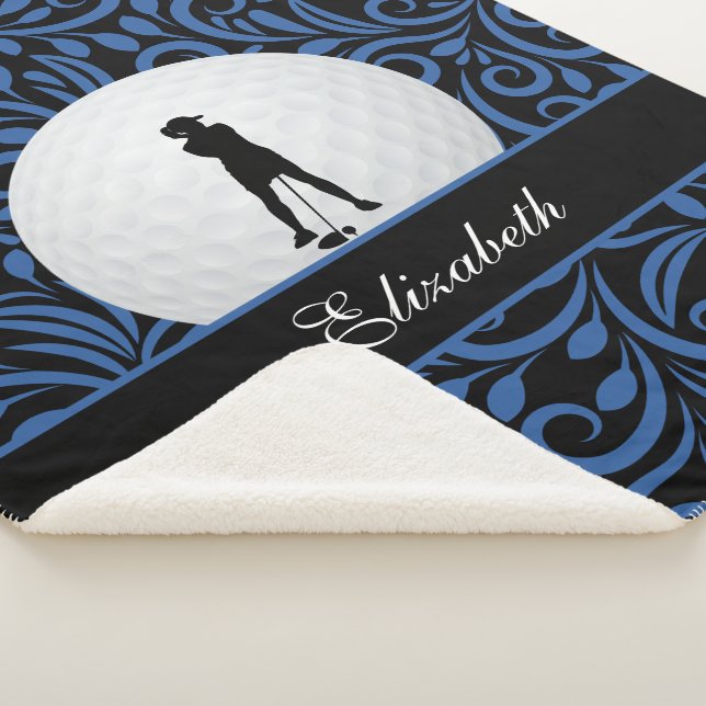 Couverture Sherpa Golf sur mesure Silhouette Motif bleu noir (3/4)