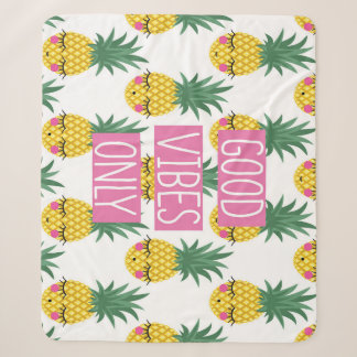 Couverture Sherpa Good Vibes Pineapples Motif d'été