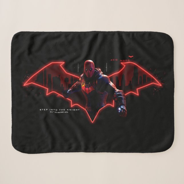 Couverture Sherpa Gotham Chevaliers Hood rouge dans le logo (Devant (Horizontal))