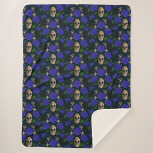 Couverture Sherpa Gothique foncé Grungy Vins Roses Corbeau bleu crân