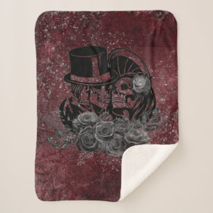 Couverture Sherpa Gothique Kissing Skulls Couple Et Sang Rouge Étern