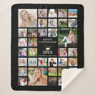 Couverture Sherpa Graduation Photo Collage Script CLASSE DE Noir