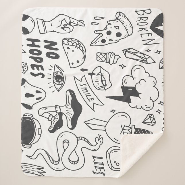 Couverture Sherpa Graffiti mignon : Doodle Art Set. (Devant)