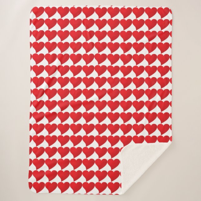 Couverture Sherpa Grand Coeur Rouge, Amour, Saint Valentin blanc (Devant)