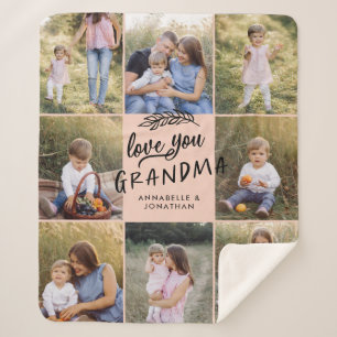 Couverture Sherpa Grand-mère cadeau 8 photo petit-enfant simple typ