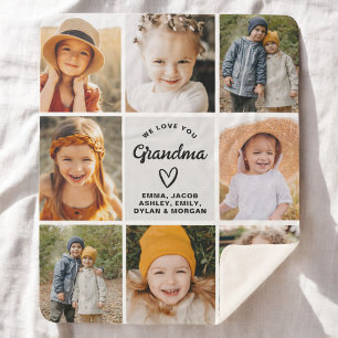 Couverture Sherpa Grand-mère Nous t'aimons Coeurs Photo moderne Coll