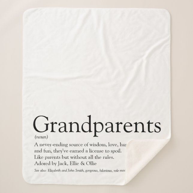 Couverture Sherpa Grand-parents Moderne Noir et blanc Citation amusa (Devant)