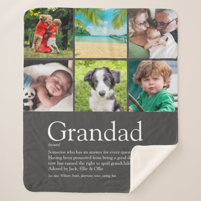 Couverture Sherpa Grand-père Papa Papa Définition 6 Photo Grey (Devant)