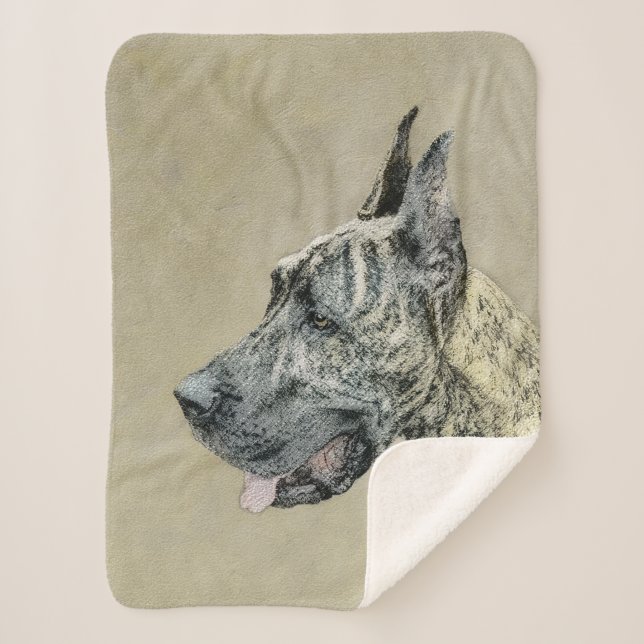 Couverture Sherpa Grande Danse (Brindle) Peinture - Art Chien origin (Devant)