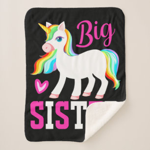 Couverture Sherpa Grande Soeur Unicorne Magique avec Mane Arc-en-Cie
