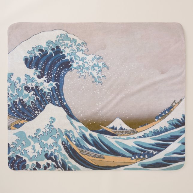 Couverture Sherpa Grande vague du tsunami Kanagawa Japon par Hokusai (Devant (Horizontal))