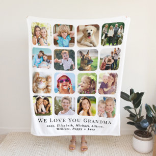 Couverture Sherpa Grandma 16 Photo Collage