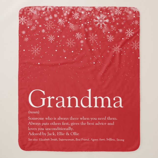 Couverture Sherpa Grandma Winter Snowflics Définition de vacances (Devant)
