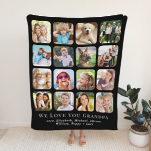 Couverture Sherpa Grandpa 16 Black Photo Collage