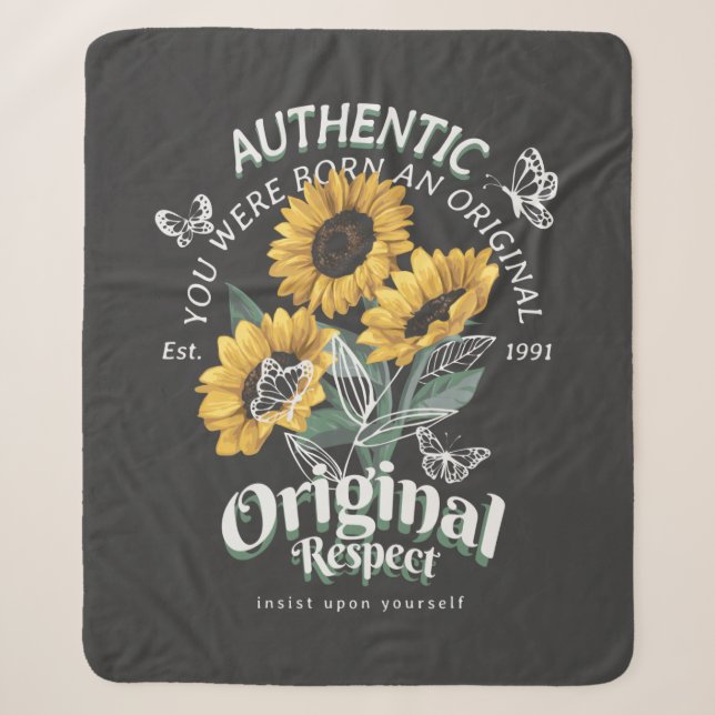 Couverture Sherpa Graphique des tournesols et papillons (Devant)